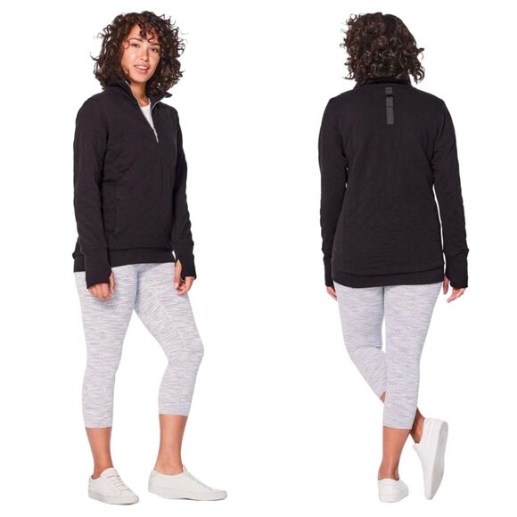 NWT Lululemon Forever Warm Quilted 1/4 Zip Pullover Sz 6 NOS 2017 BLK LW3AV2S - Picture 2 of 12